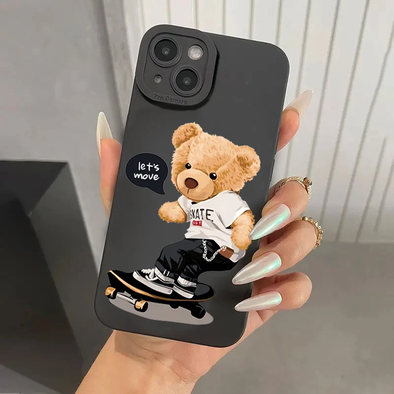Charming Teddy Bear Couple Cartoon Soft Silicone Phone Case