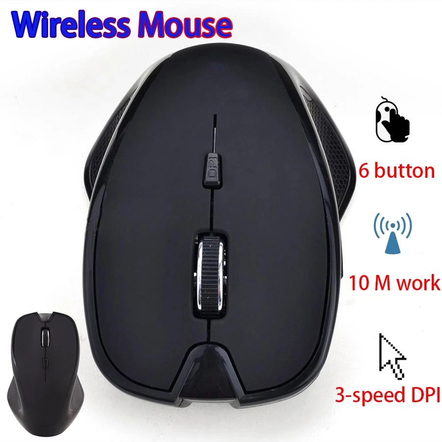 New Wireless Mouse 6D Computer Mouse Travel Notebook Ergonomics Mouse 2