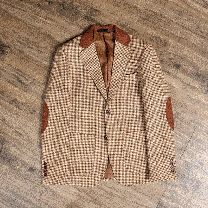 Mens suit classic plaid tweed 3 piece slim fit groom wedding tuxedo blazer formal business jacket vest pants