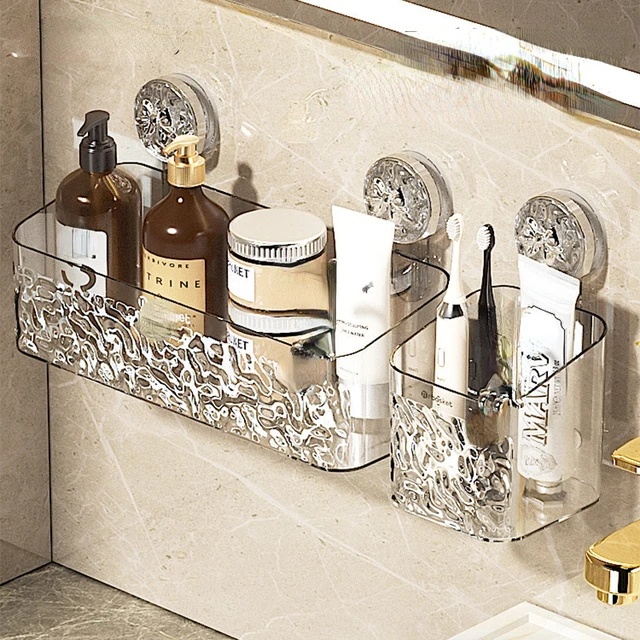 Lot De 2 étagères De Douche à Ventouse - Sans Perçage, Support 10 Kg, Rangement Salle De Bain Amovible, 30x12x12 Cm