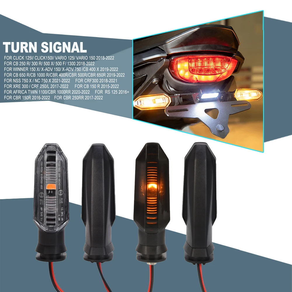 

2019-2022 FOR Honda 650 R 1000 R 8MM Motorcycle LED Turn Signal Light Smoke/ Clear Flashing Light Blinker Turn Signal Lamp
