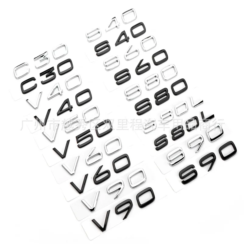 3d ABS Volvo Letters Car Trunk Emblem Badge For Volvo C30 V40 V50 V60 V90 S40 S60 S80 S90 XC40 XC60 XC90 T5 T6 Logo Accessories