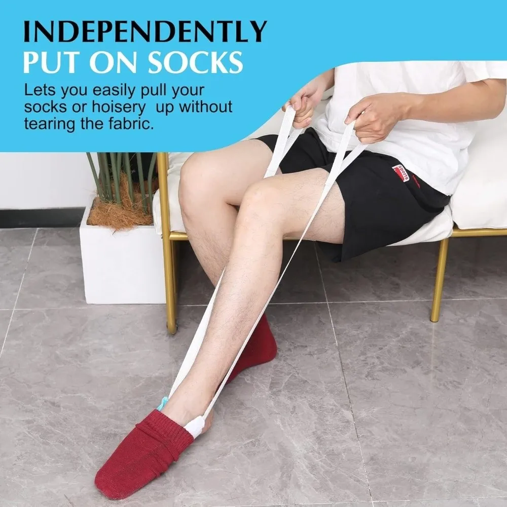 No Need to Bend Over Sock Dressing Tool Easy Use With Adjustable Cords Sock Wearing Helper Sock Threader Pregnant Women