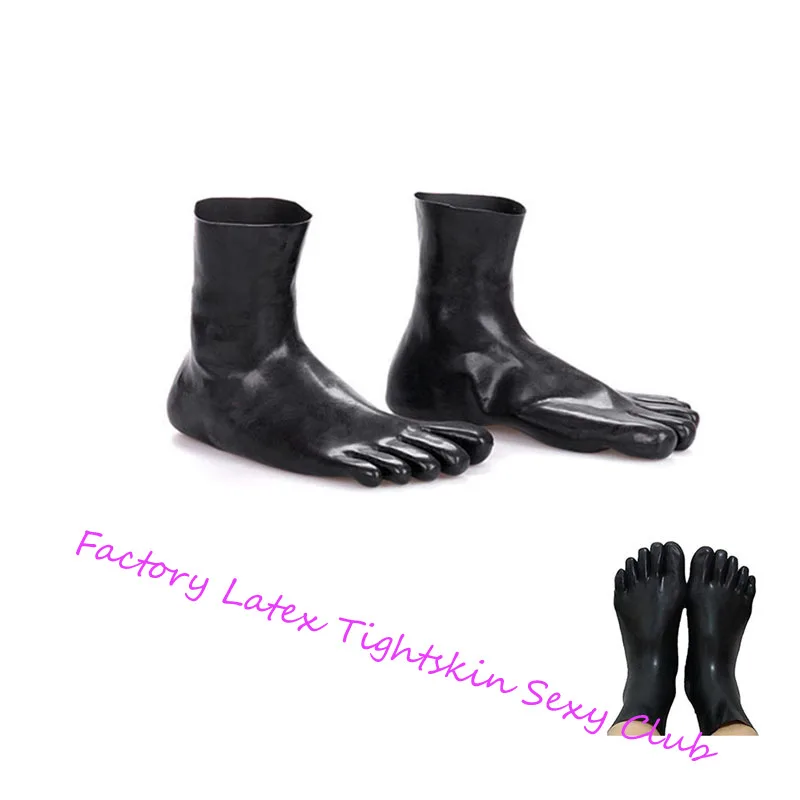 Unisex 5 Toes Latex Socks Short Ankle Fetish for Men Women Wear with Handmade Rubber Catsuit BodySuit Hood Color Black ,Red