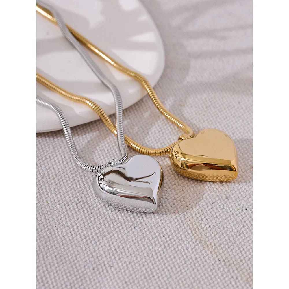Yhpup Stainless Steel Heart Love Pendant Necklace Gold
