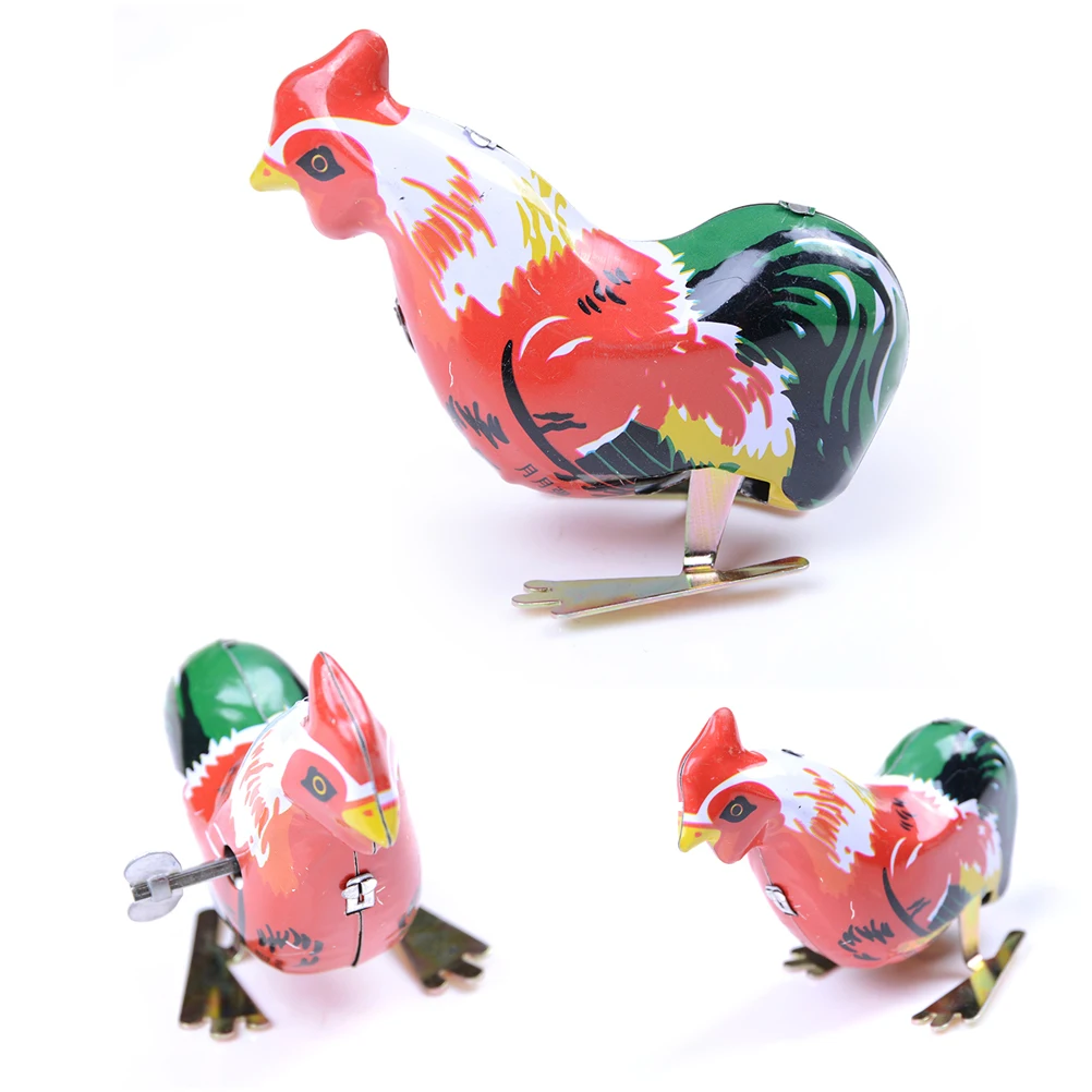 

Vintage Wind Up Metal Cock Rooster Animal Clockwork Tin Toy Collectible Gift