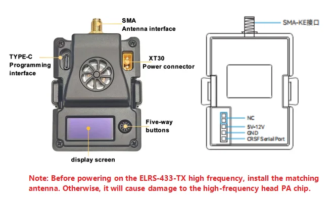 Mini ELRS TX 433mHZ Transmitter Long Range High Frequency Head Transmitter Module 14 S73917b62802c4e1b94c3ffba1aca5557I