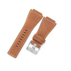 Premium Genuine Leather Watch Strap - Durable & Stylish Replacement Slub Watchband with Crazy Horse Finish - 24mm (Light brown - S clasp)