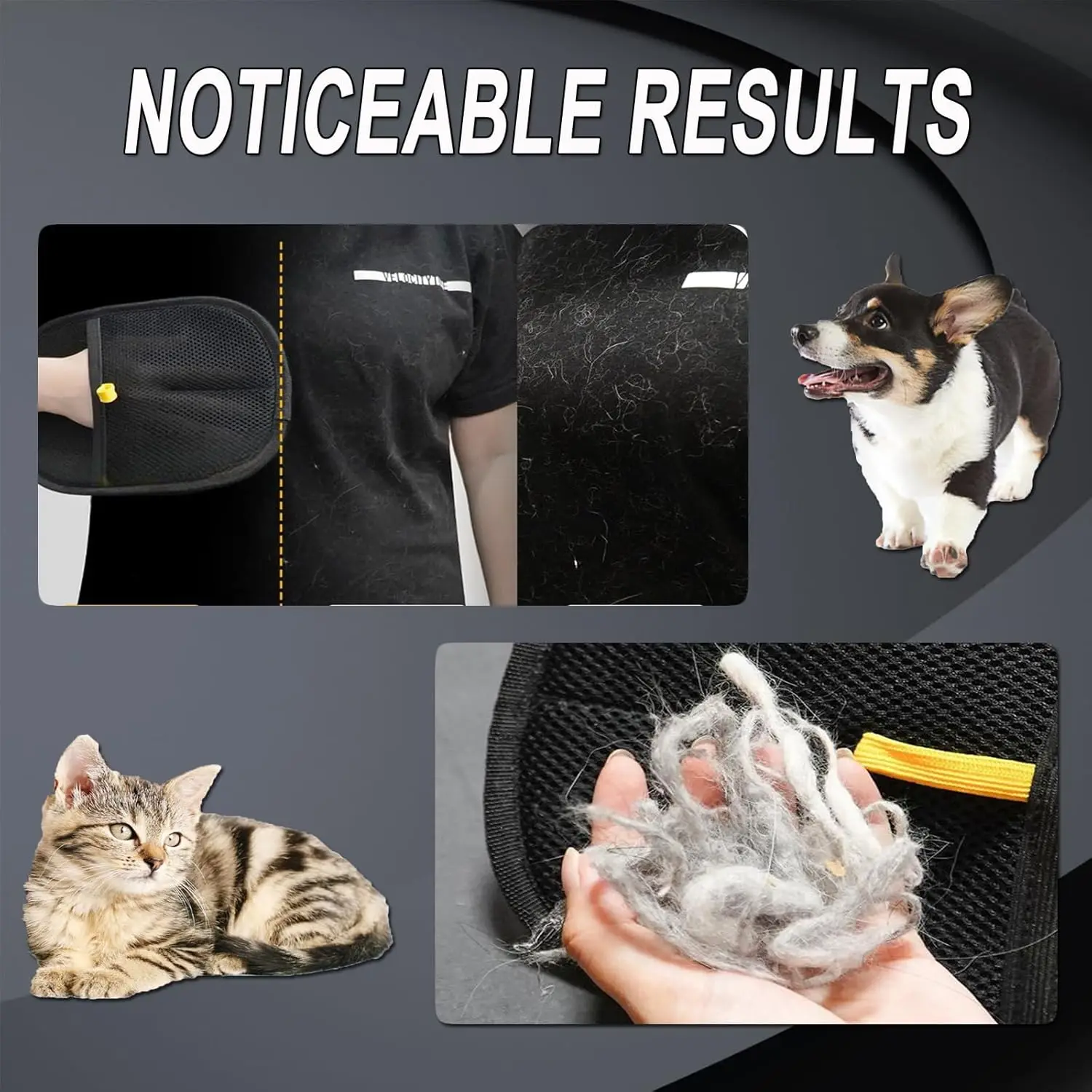Double-Sided Grooming Gloves for Pets for Dogs Bathing, Reusable Pet Hair Remover Glove Washing, Deshedding