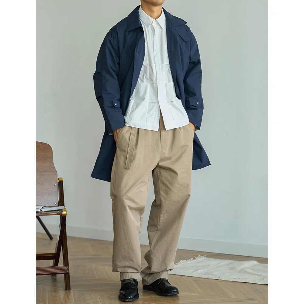 Cityboy Japanese Streetwear Vintage Outdoor Trenchcoat Men Loose Oversize Long Trench Coat Jacket Outerwear Autumn Clothing