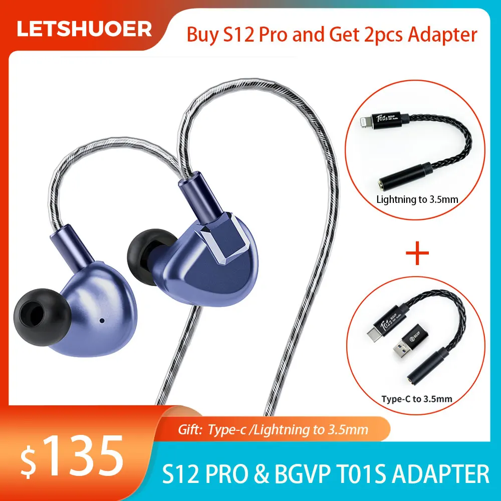 Letshuoer Shuoer S12 Pro Hifi Best Wired In Ear Iem Auricolare Per Iphone 12/13/14 Huawei Magnetic Planar Driver Monitor Cuffie