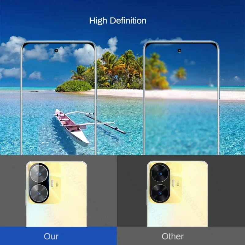 Realme C55 5G 후면 3D 곡선 강화 유리 렌즈 커버, 카메라 보호 케이스, RealmeC55 Realmi C55 C 55, 1-3PCs