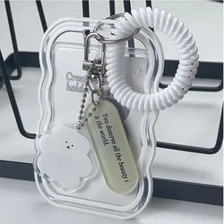 Creative Design Transparent Photocard Holder Keychain with Photo Protector Sleeves (White)
