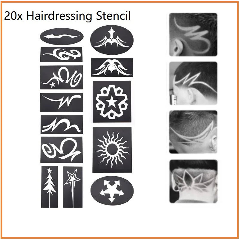 20x Mix Hair Styling Tattoo Template Diy Hair Trimmer Model Stencil ...
