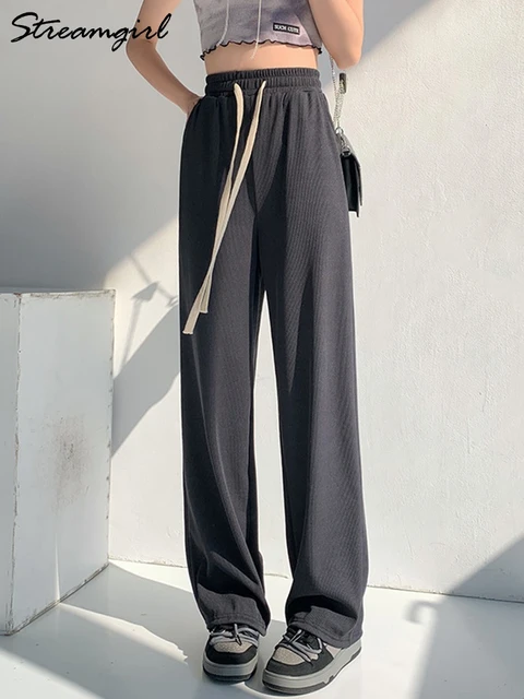 Black Summer Elastic Wide Leg Pants  Black Summer Trousers Wide Leg - Wide  Leg Pants - Aliexpress