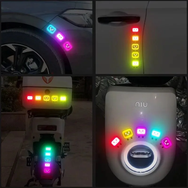 Vehicle Stickers 10PC Decorative Reflective Motorcycle Personality Cute Square Car Body Stickers Helmets Shielding Scratches