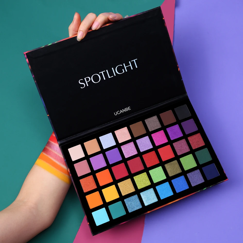 Spotlight 40 Color Eye Shadow Palette Colorful Artist Shimmer Glitter Matte Pigmented Powder Pressed Eyeshadow Makeup Kit