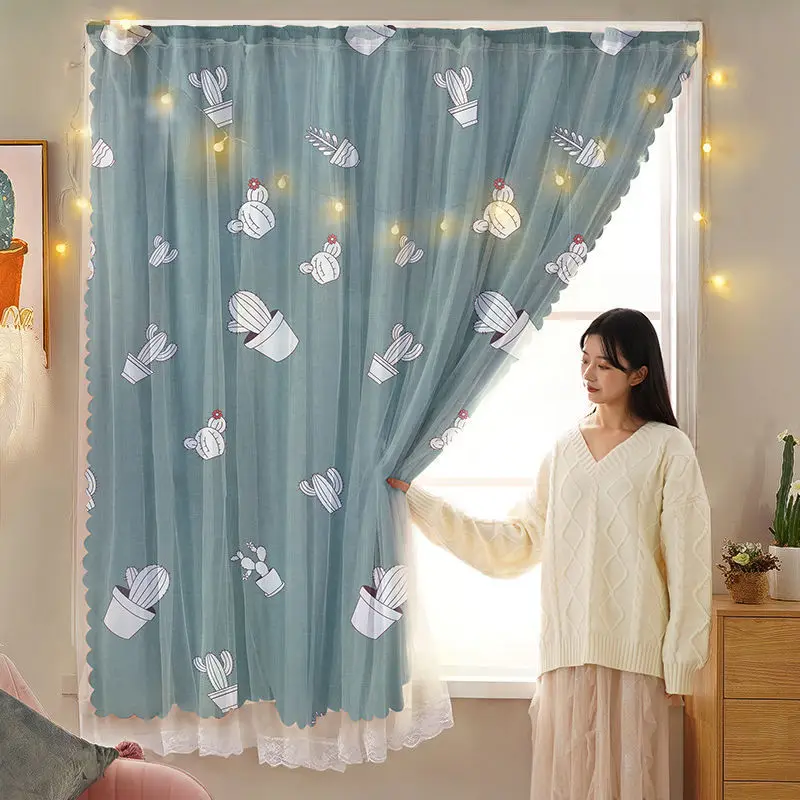 Punch-Free Double-Layer Velcro Embroidered Curtain For Living Room Bedroom  Blue Curtains Blackout Hollow Out Star Shading Drapes - AliExpress