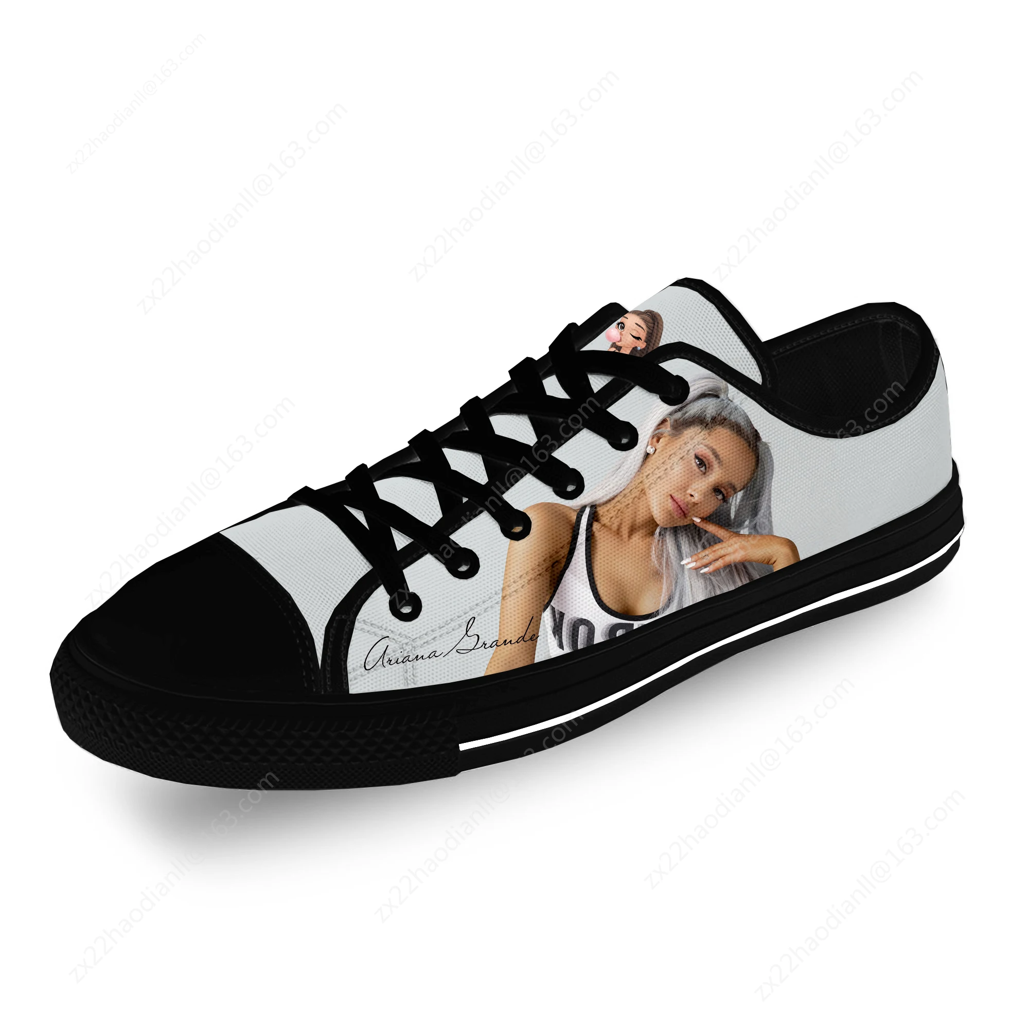 Grande Pop Singer Music Ariana Casual Cloth 3D Print Low Top Canvas Fashion Shoes Men Women  Lightweight Breathable Sneakers