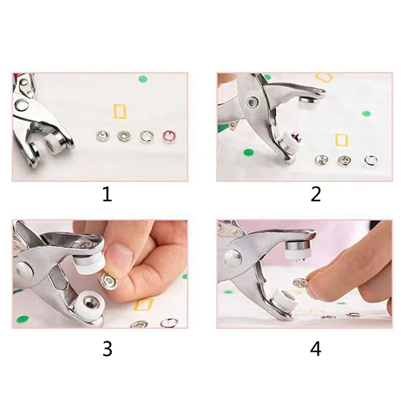 Sets Snap Fasteners Kit Tool Metal Buttons Rings With Fastener Pliers Press For Clothing Button Thickened DIY 6