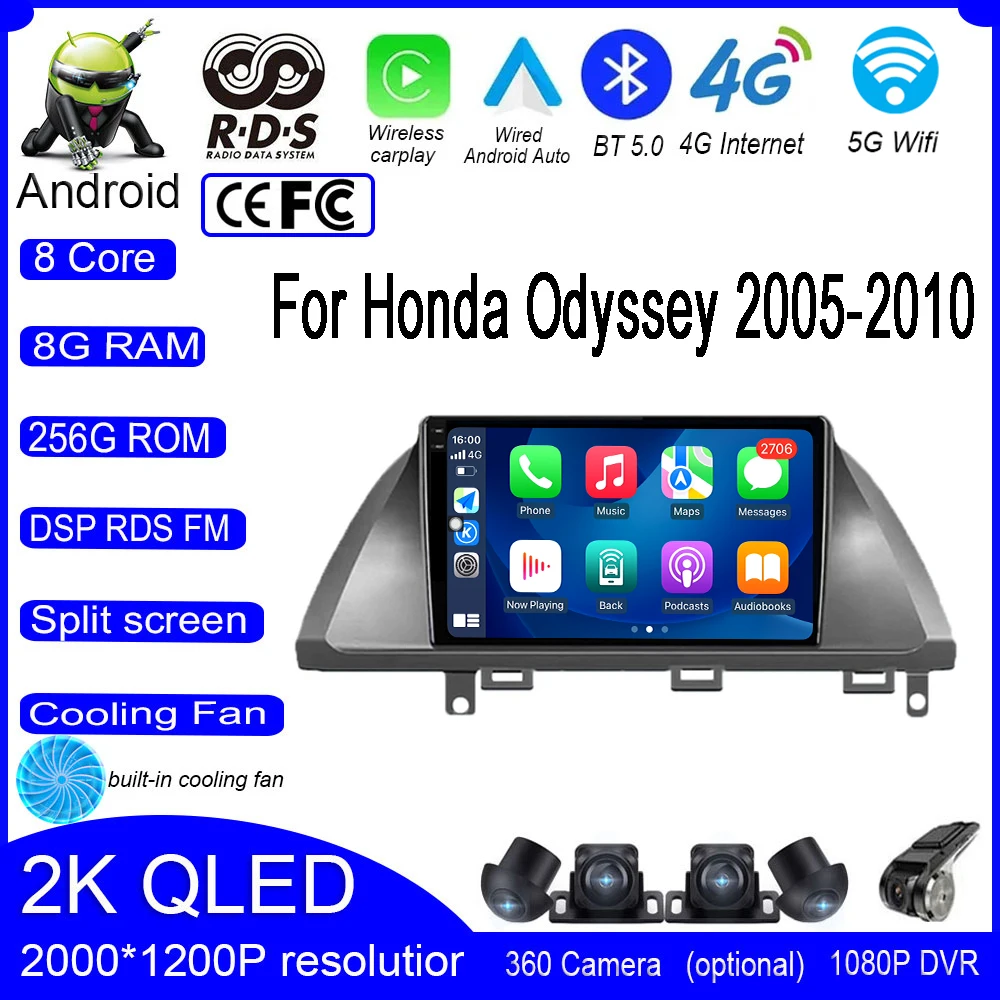 

10 lnch Android 13 For Honda Odyssey 2005-2010 Car Navigation Screen Stereo Radio Carplay IPS DSP Player Video Multimedia