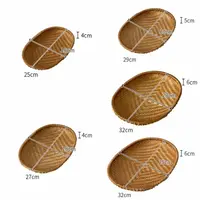 Oval Shape Rattan Storage Basket Handmade Wicker Material Fruit Display Basket Breathable Curved Design Woven Bread Basket 6