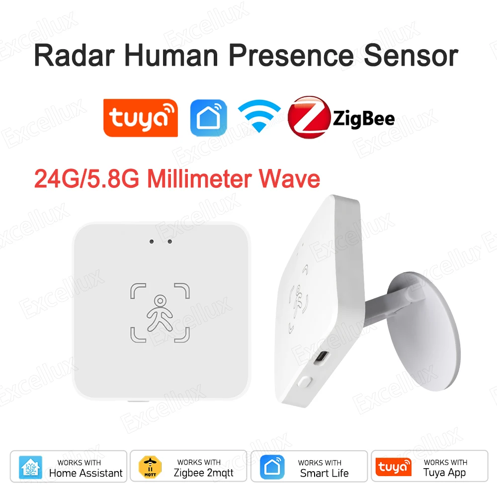 Motion Sensor Tuya WiFi/Zigbee Human Presence Detector With Lux Detection Radar Microwave Support Z2Mqtt Home Assistant