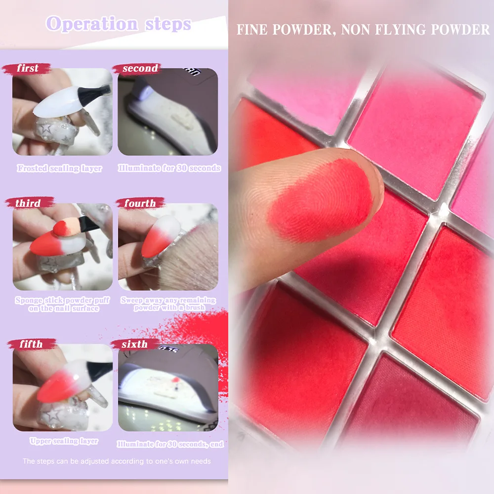 9Colors/Set Solid Gradient Nail Powder Palette Net1-2g*9colors Magic Mirror Powder Set DIY Macaron Shimmer Manicure Rubbing Dust