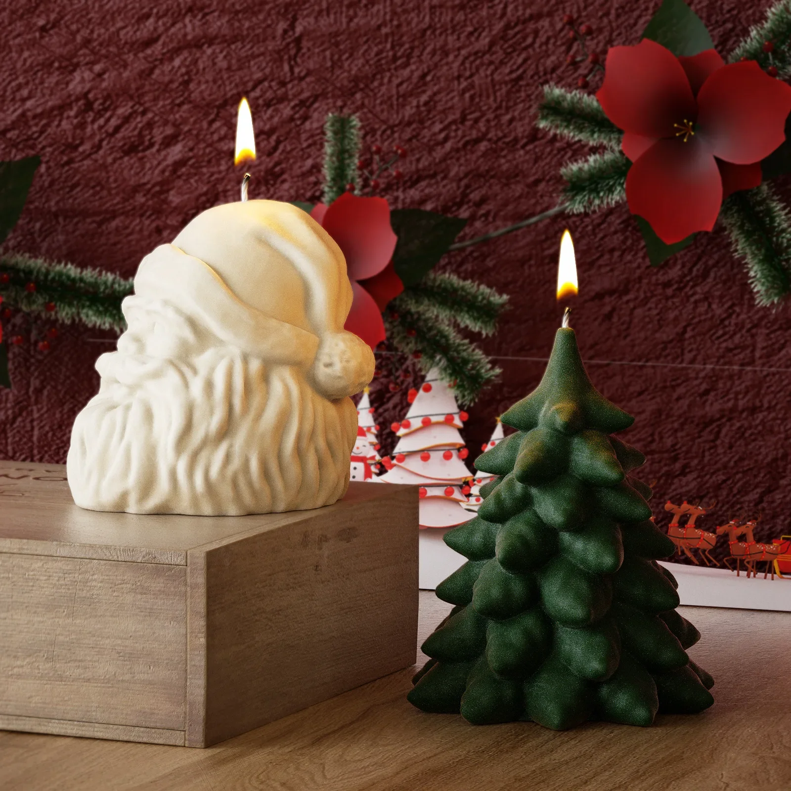 Christmas Series Candle Aromatherapy Mold Pine Tree Christmas Tree Grandpa Christmas Candle Silicone Mold Beeswax Candle Making