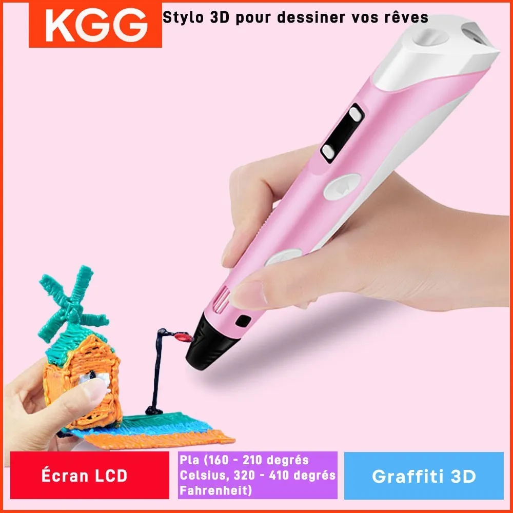 Kids 3D Printing Pen With LCD Screen & Stickers Compatible PLA Filament Safe 9M PLA Girls Boys Birthday Gift