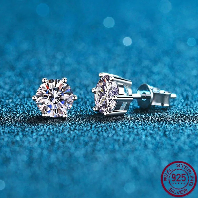 S925 Silver Ear Studs Mosonite Earrings Classic Six Claw Earrings Minimalist Style Earrings Engagement Jewelry Wholesale