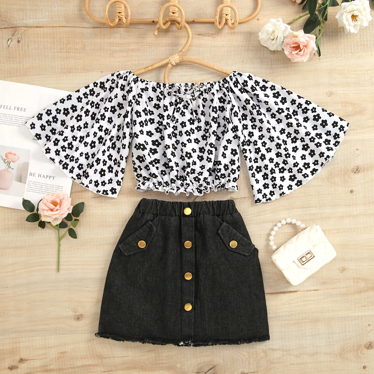 

Girls Clothes Sets Summer 2024 Children Princess Tops Denim Skirts 2pcs Beach Suit For Baby Girl Party Costume Kids Outfits 6Y