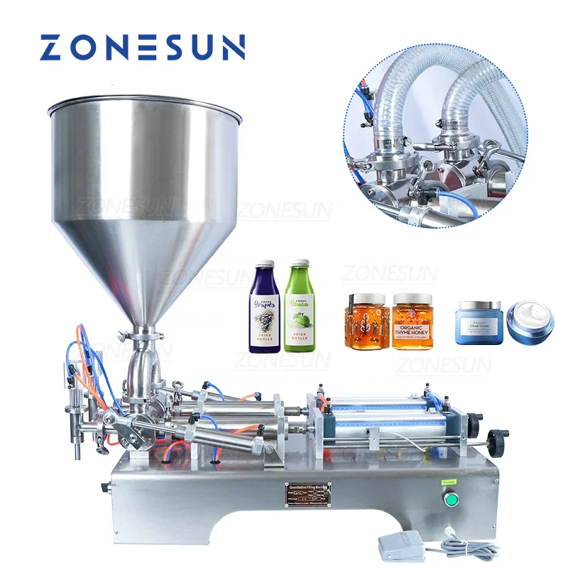 

ZONESUN Dual Use Semi-Automatic Paste Liquid Salad Dressing Palm Oil Milk Bottle Piston Filling Machine