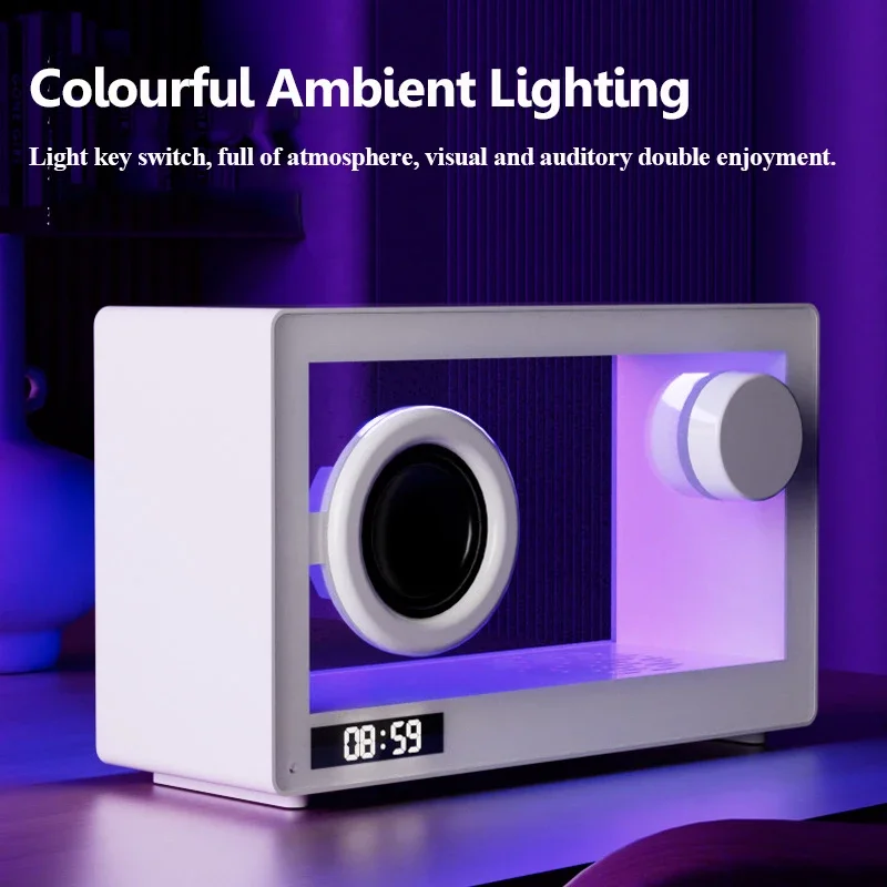 Nordic Mini Transparent Bluetooth Speaker High Quality Computer Speaker Portable Clock Wireless Music Box with LED Ambient Light