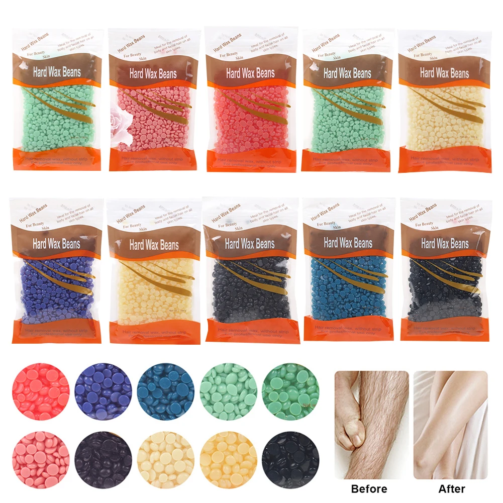 Hair Removal Wax Hard Wax Beans Hair Removal Tool Wax Beans Solid Hair Remover No Strip Depilatory Hot Film Hard Wax Bead Hair Removal for Body Eyebrow Bikini Face Leg