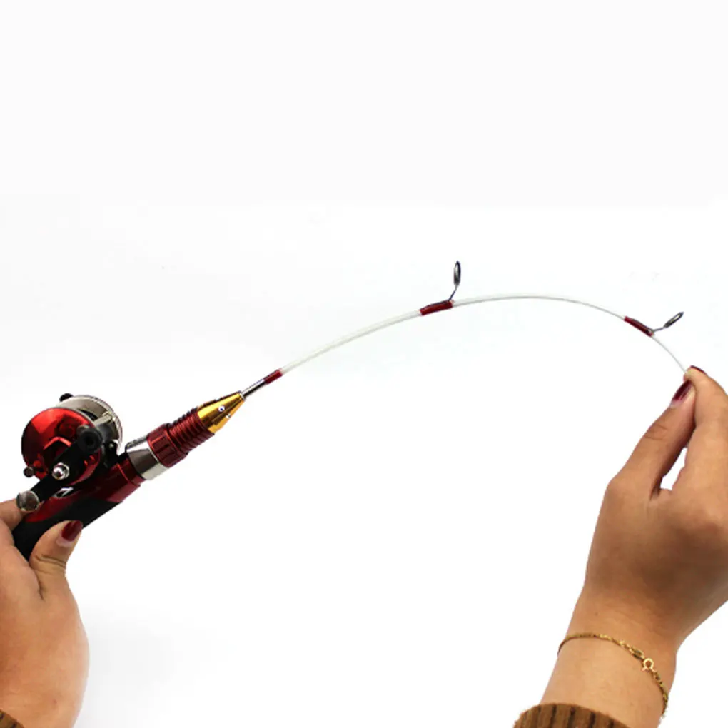 Red Ice Fishing Rod Glass Fiber Portable Hard Rods Boat Lure Casting