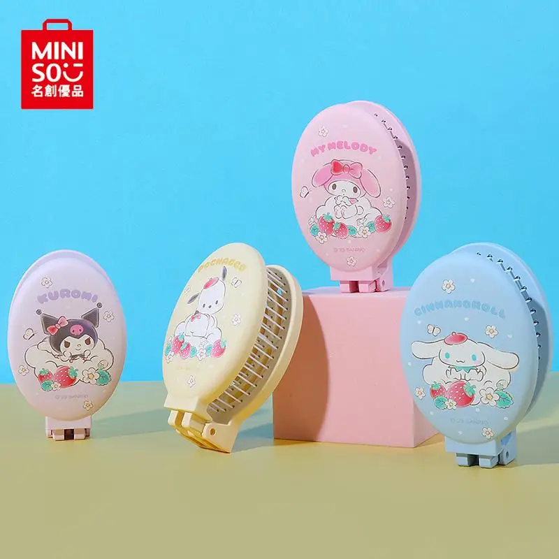 

MINISO Sanrio Cinnamoroll моя мелодия Kuromi понравико аниме мультфильм милая Клубника коллекция Портативная Складная зеркальная расческа