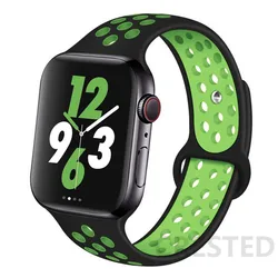 Premium Silicone Sport Strap - M - L (Black green 1)