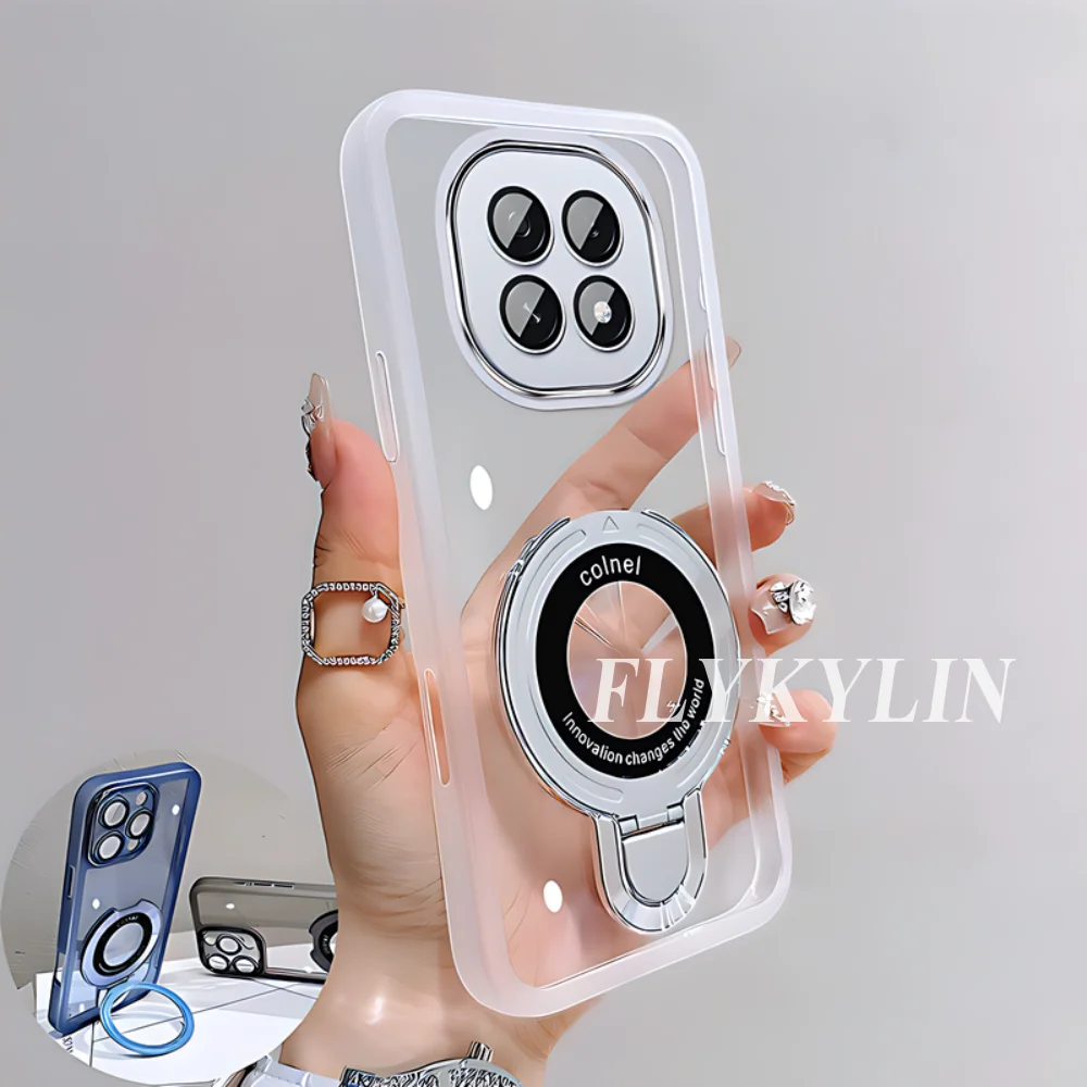Transparent Magnetic Thin Bracket Phone Case with Soft Shell Design