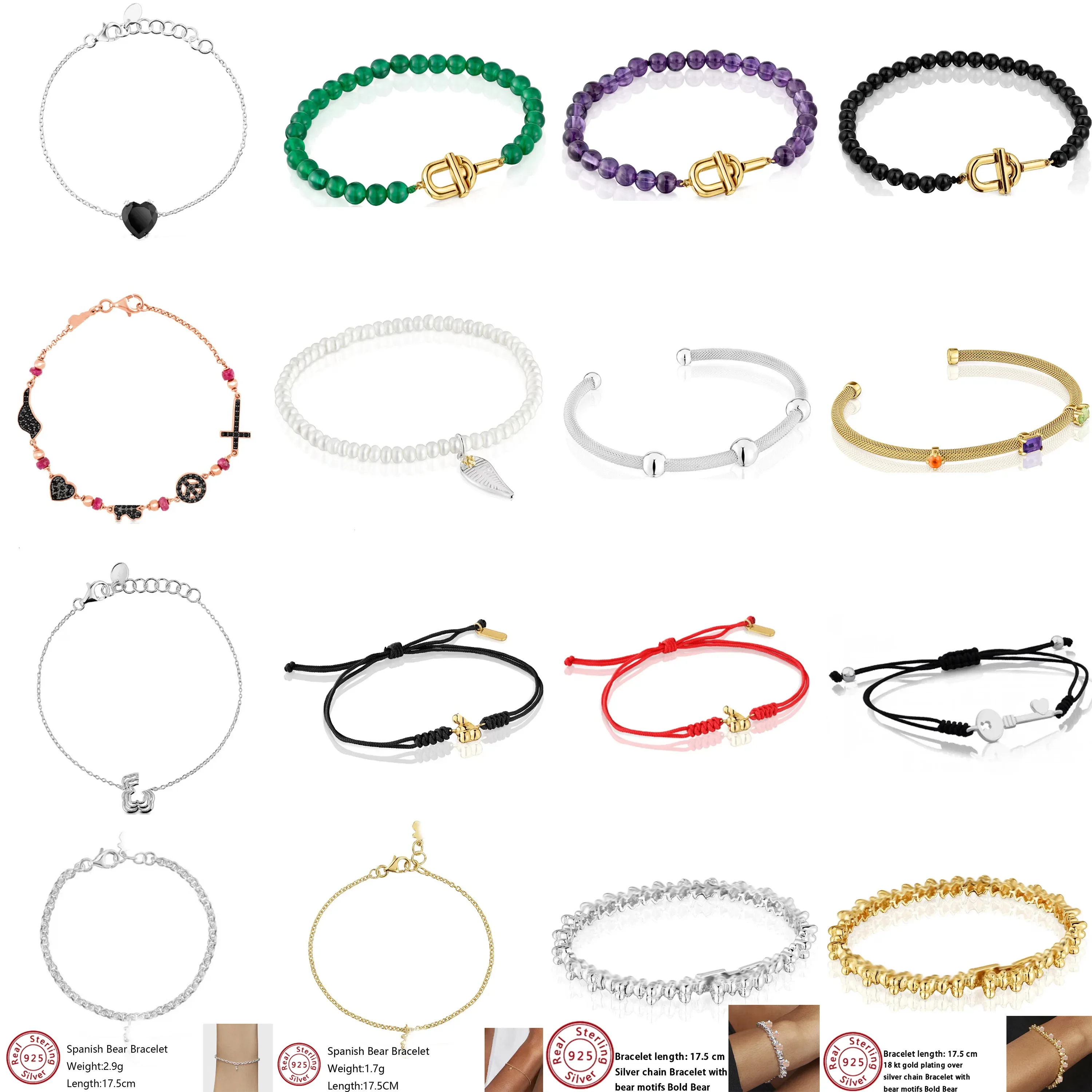 

2024 New S925 Pure Silver Spanish Bear Bracelet for Women, Fashionable and Trendy, Perfect for Party and Festivals