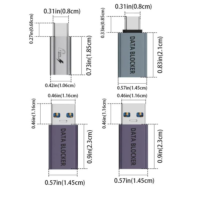 Secure Travel USB Data Blocker Adapter Set - 4-Pack, Anti-Hacking Protection