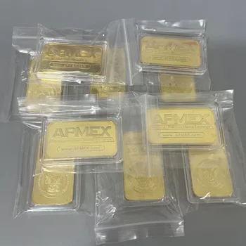APM golden plated bar America Bullion 1 Troy Ounce Silvery Bullion Collectible metal Crafts Souvenir Gifts 1