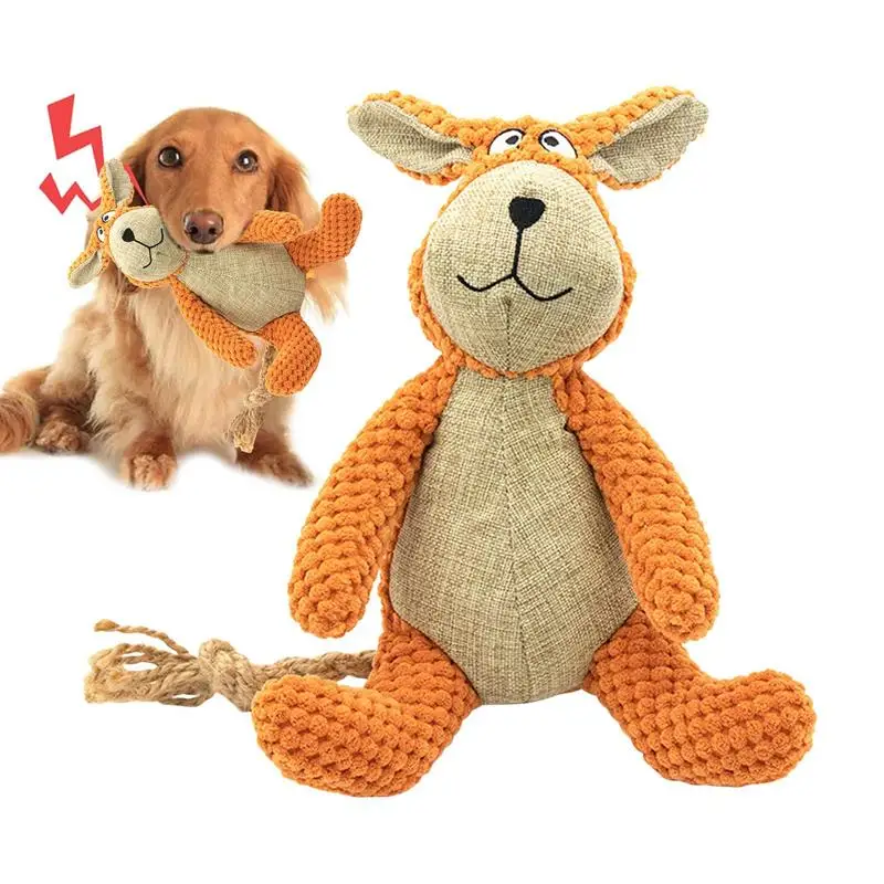 

Plush Dog Toy 1 PCS Durable Plush Puppy Squeaky Toys Teething Chewable Stuffed Dog Toy Bite Resistant Interactive Rabbit Dog Toy