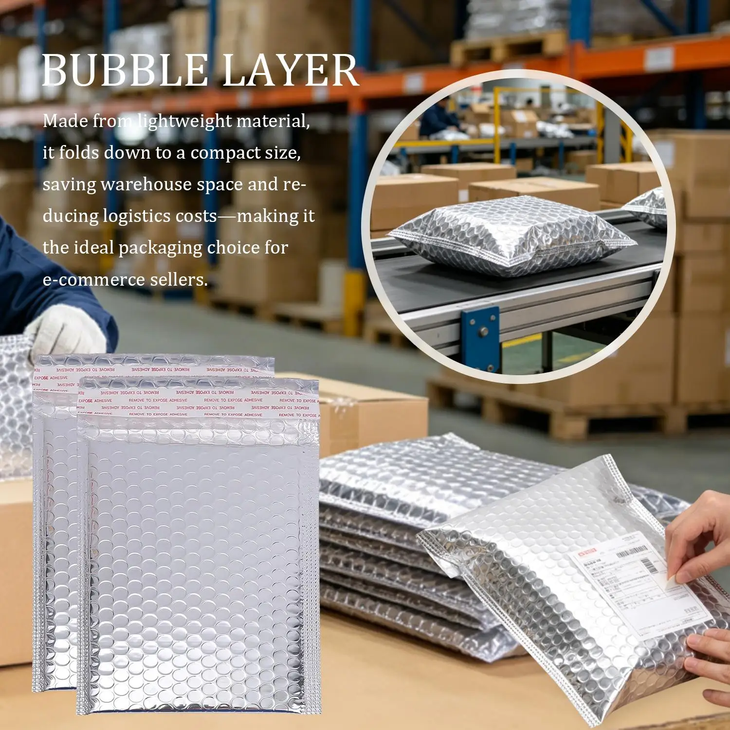 Silver Padded Bubble Mailers - Self-Sealing Shipping Envelopes