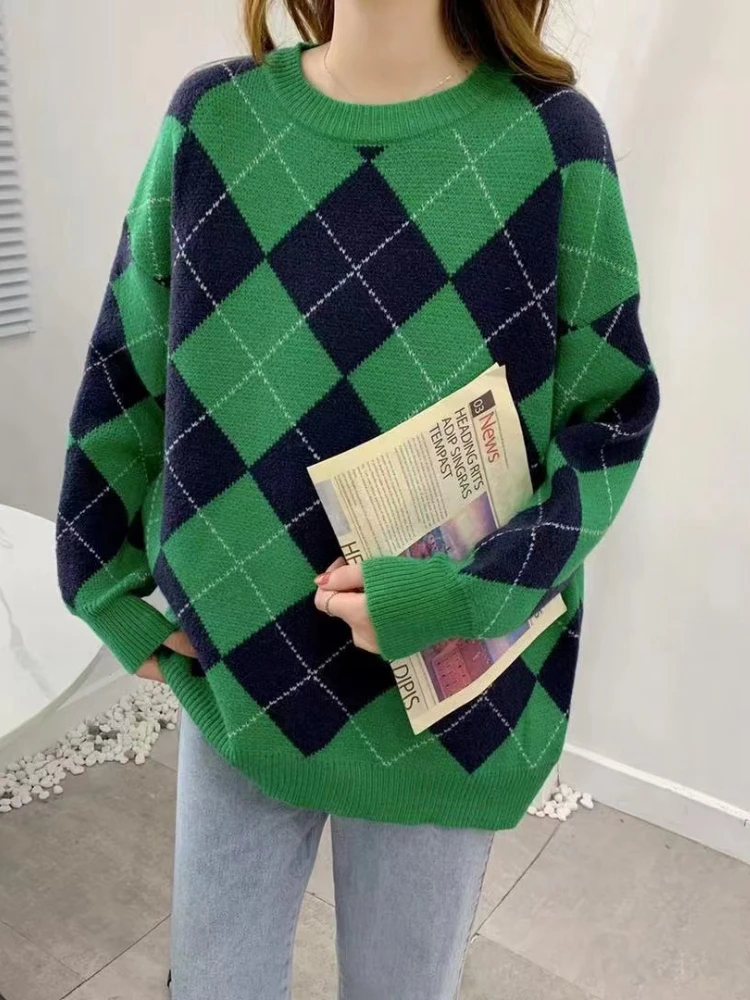 

Women Clothing Sweater Woman Winter 2022 New In Korean Fashion Pullover Pulls Over Sized Long Sleeve Top LOOSE Thicken Knit