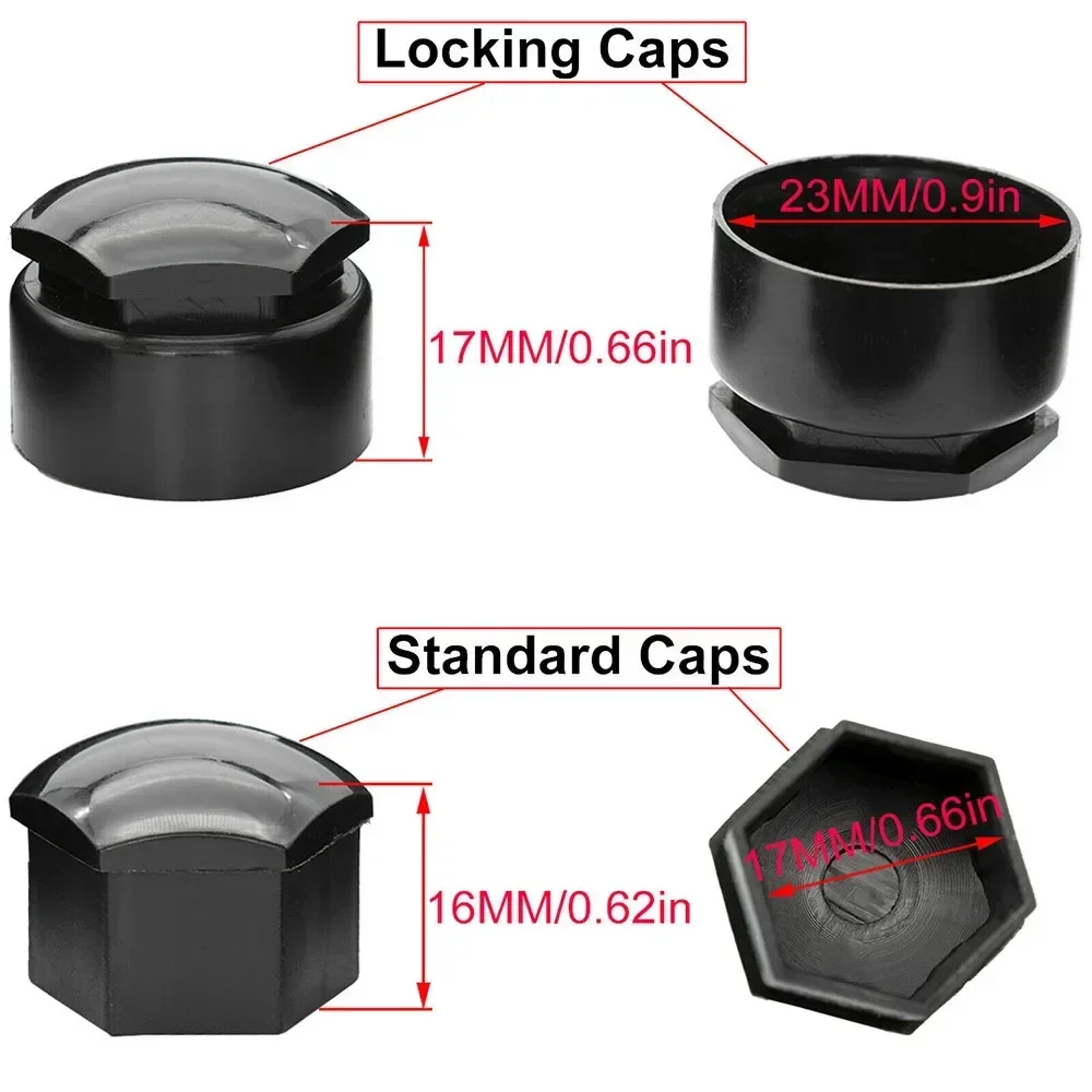 17 MM Black Wheel Nut Bolt Trim Studs Cover Cap For Opel For BMW Plastic Car Wheel 17MM 0.66in Bolts Or Nut 24pcs