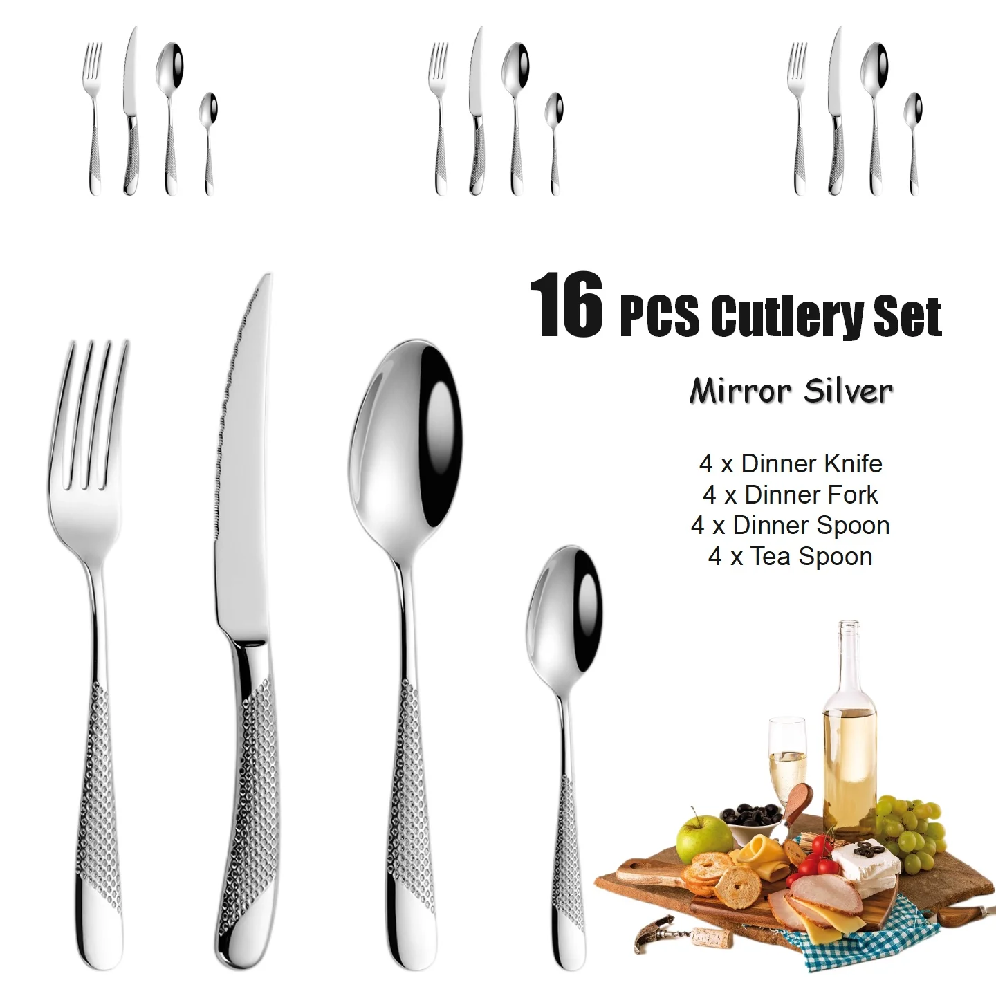 16PCS - Silver