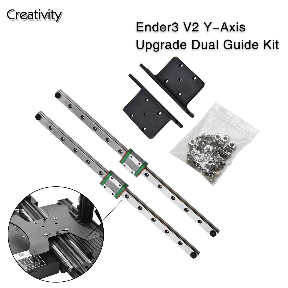 Ender3/V2/ Pro Upgrade Y-axis Dual Linear Rail kit MGN12H 300MM Linear Guide For Ender 3 Ender 3 V2 Ender 3 Pro 3D Printer CNC ender 3 v2 pro y axis upgrade kit mgn12h linear rail upgrade kit x axis upgrade kit for ender 3 v2 3d printer upgrade kit