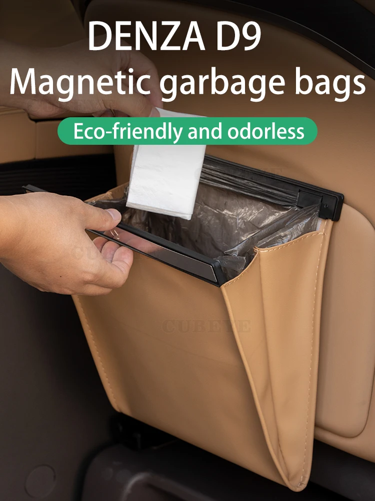 DENZA D9 Garbage Bag Leather Magnetic Can Rear Seat Hanging car Storage Modified Accessories BYD N9 Z9 Z9GT
