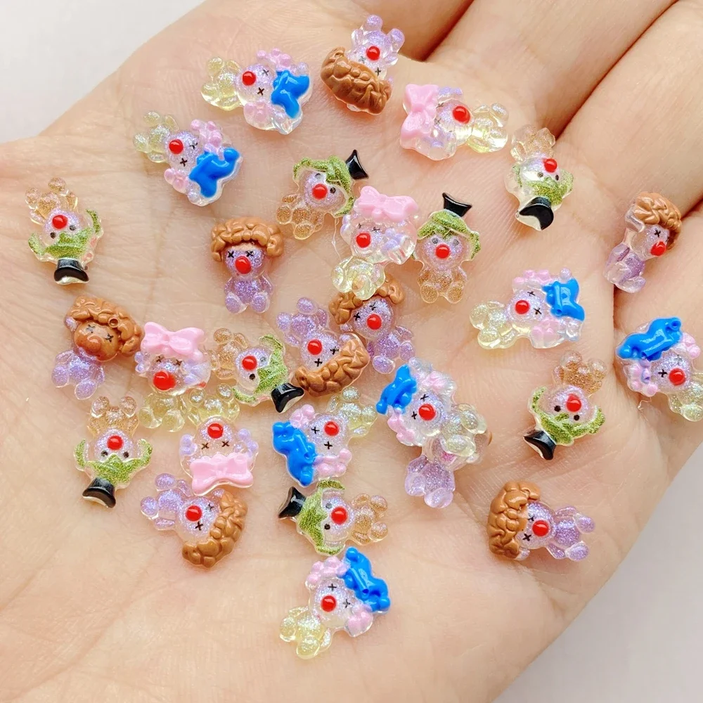 50pcs Mixed Resin Mini Cartoon Circus Clown Flatback Rhinestone Figurines Nail Art DIY Party Scrapbook Accessories Crafts 6